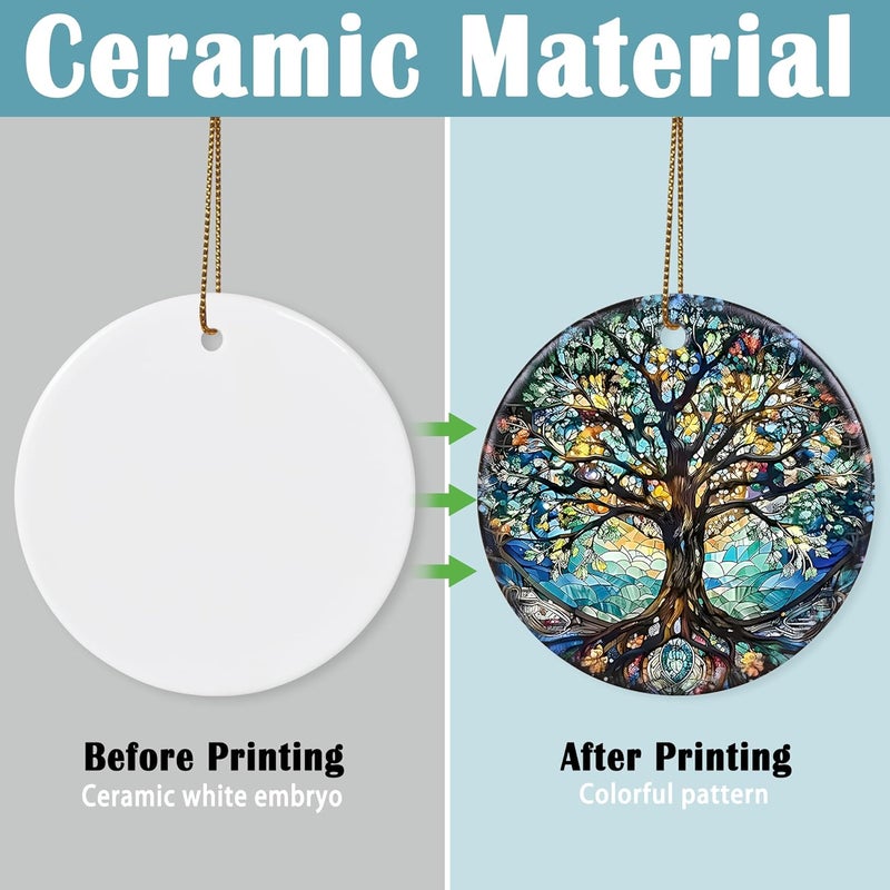 Touber Stained Ceramic Tree of Life Ornament - Christmas Decorations and Holiday Present Ideas - Tree of Life Decor for Office, Room, Home - Image 2